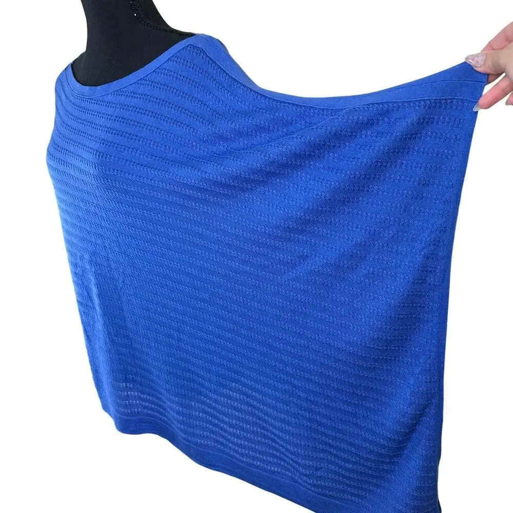 Talbots Asymmetrical Poncho Knit Top Womens M/L Blue NWT Swim Coverup Coastal